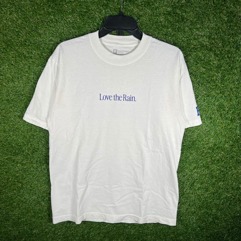 Portland Gear Love the Rain Graphic T-Shirt‎ Mens Small White Cotton Made in USA